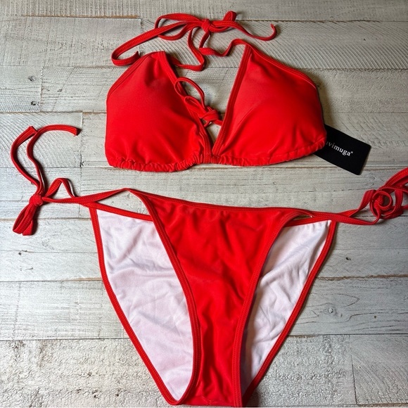 Suvimuga Classic String Bikini 2 Pc Swimsuit Womens Size Large Red NWT - Picture 1 of 14